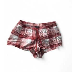 Life is Good Red, Pink and White Plaid Sleep Shorts